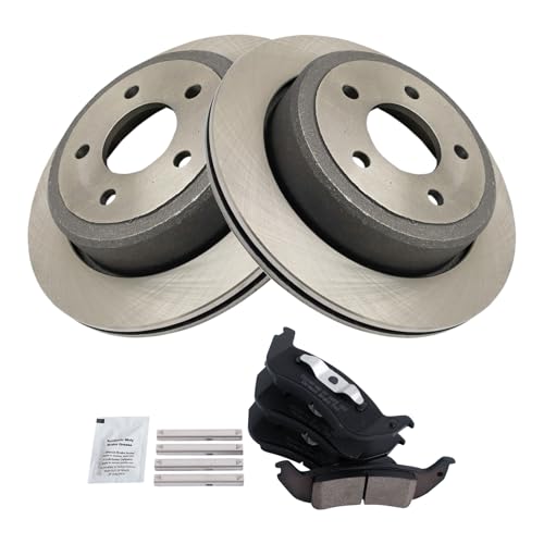 Image of TRQ Rear Brake Pad and Rotor Set Ceramic Compatible with 2010-2011 Ford Ranger
