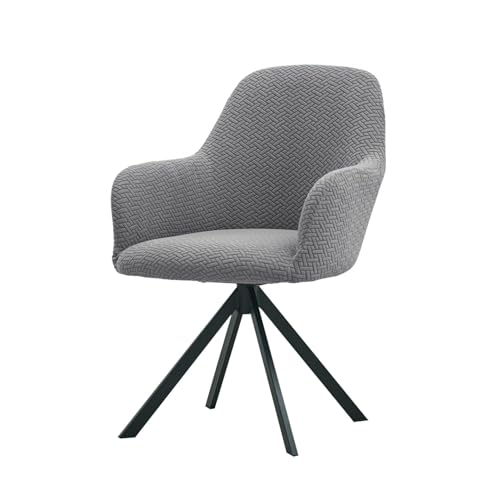 Image of HOKIPO Premium Jacquard Stretchable Swivel Chair Cover High Armrest Slipcover, Grey (NEW-AR-5356-GRY)