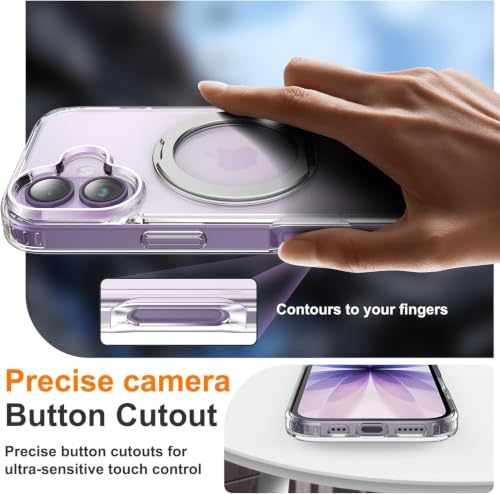 Image of EGOTUDE for iPhone 17 Case | Clear Hard Back Cover with 360 Magnetic Rotate Stand