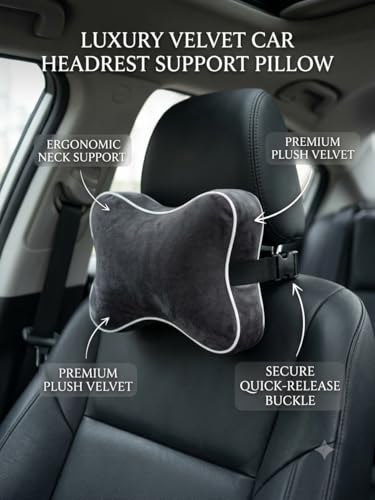 Image of Car Neck Rest Cushion Pillows, Memory Foam Car Seat Head Rest Pillow for Neck and Cervical, Support Relieves Pain & Muscle, Ultrasoft Pillow for Comfortable Car Rides|Pack of 2|