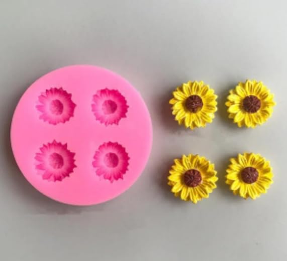 HUSAINI MART| 1 4 Cavity Four-Link Sunflower Silicone Mold | Reusable Food-Grade Mould for Cake Decorating, Chocolate, Candy, Fondant, Jelly, Resin, Soap & Candle Making-image-5