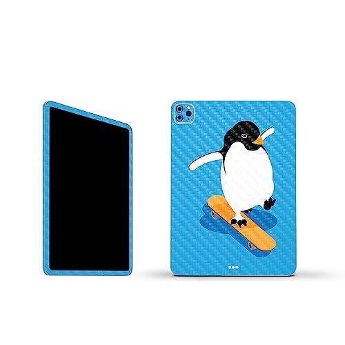 Image of MightySkins Carbon Fiber Skin Compatible with Apple iPad Pro 11 inch M2 4th Gen (2022) Full Wrap Kit - Skater Penguin | Protective Durable Textured Carbon Fiber Finish | Easy to Apply | Made in The USA