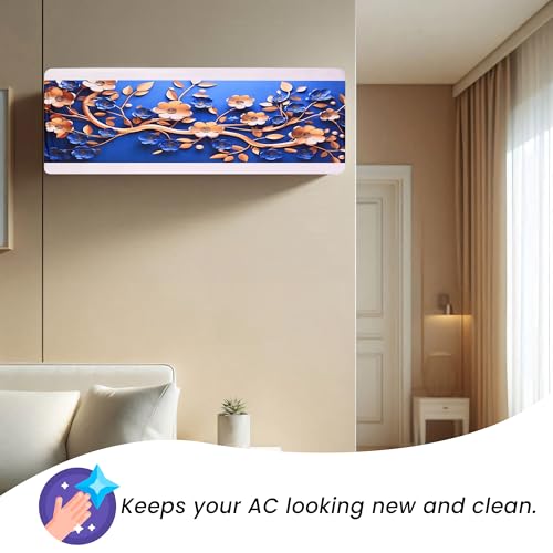 Image of Printed Split Ac Cover Indoor Unit For 1.5 Ton Capacity AC, Inner Unit Ac Cover, All Weather Cover /Attractive Digital Prints /Dustproof /Silken water-resistant Split Ac Cover (Golden Floral)