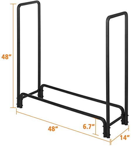 KINGSO 4ft Firewood Rack Outdoor Heavy Duty Fire Wood Rack Firewood Holder Storage Rack Easy Assemble Steel Tubular Log Rack for Patio Deck Storage Stand for Indoor Outdoor Fireplace Tools - Thumbnail 7