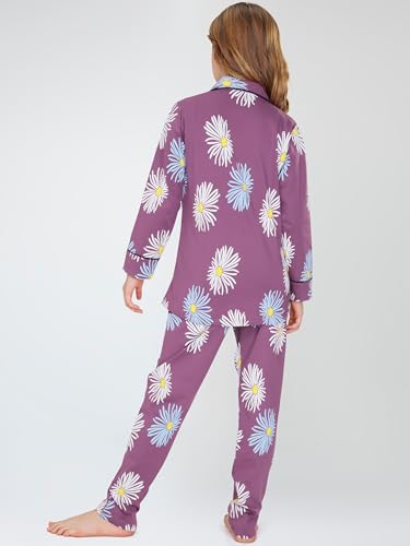 Image of ZEYO Night Suit for Girl's Floral Printed Cotton Night Dress of Shirt and Pajama Set 5538
