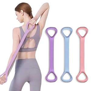 3Pcs Yoga Resistance Band Stretch Bands for Exercise, Stretch Strap for Arm Shoulder Back Chest Stretching, Elastic Yoga Rope Stretching Bands for Women Physical Therapy 48CM Long