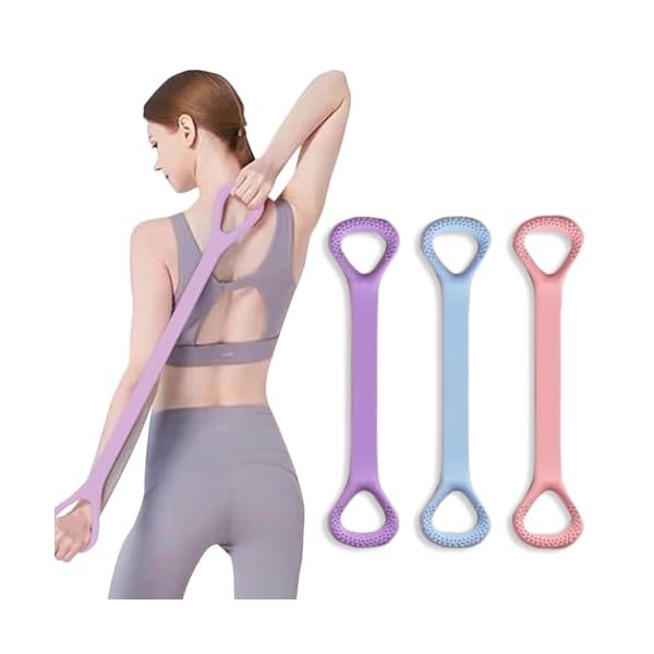 3Pcs Yoga Resistance Band Stretch Bands for Exercise, Stretch Strap for Arm Shoulder Back Chest Stretching, Elastic Yoga Rope Stretching Bands for Women Physical Therapy 48CM Long