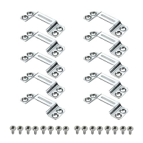 Image of MroMax 20PCS Sawtooth Picture Hangers Iron Picture Hangers 1.69 inch x 0.63 inch 4-Hole Picture Frames Hangers for Hanging Clock Paintings Artwork Picture Frame Hook Photos Silver