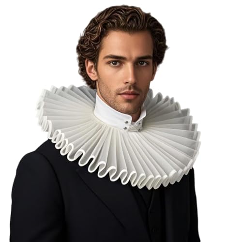 OhMill Faux Col Élisabéthain Renaissance Collier à Volant Rétro en Mousseline Col à Collerette Shakespeare Accessoires Costumes pour Médiéval Palais...