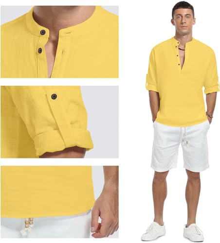 Image of Zombom Men's Kurta || Chinese Collar Long Sleeves || Straight Hip Length Kurtas || Short Kurta for Men || for Festival || Function || Occasion Wear Fancy Kurta for || Best Gifts for Men's