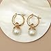 Small Chunky Gold pearl Hoop Earrings For Women, 14k Gold Thick statement huggie hoop earrings Trendy Hoop Earrings Set Hypoallergenic Fashion Earrings (Pearl drop)