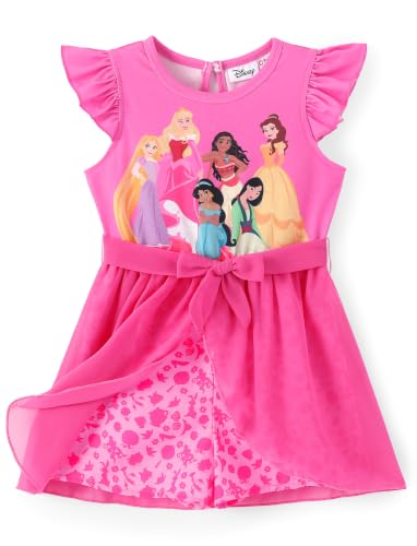Image of Disney Princess Frozen Elsa Minnie Mouse Stitch Toddler Girl Romper With Skirt Overlay Summer Jumpsuit with Bow 2-6 Years