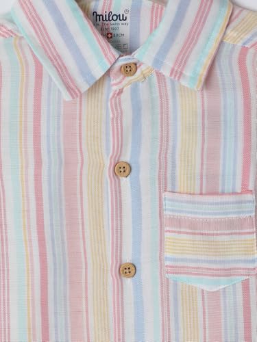 Image of Milou Girls 100% Cotton Stripes Allover Print Biowash Shorts | Soft & Breathable, Safe Dyes, Label-Free Comfort