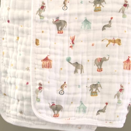 Image of aden + anais Essentials Dream Blanket, Muslin Baby Blankets for Girls & Boys, Ideal Lightweight Newborn Nursery & Crib Blanket, Elephant Circus