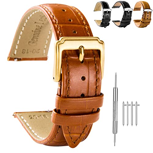 Spolife Men Genuine Leather Quick Release Watch Straps 16-22mm