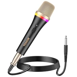 TONOR RGB Dynamic Karaoke Microphone for Singing with 5M XLR Cable, XLR Handheld Wired Microfono, Compatible with Karaoke Machine/Speaker/Amp/Mixer for Karaoke Singing, Speech, and Outdoor Activity