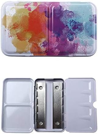 Aliotech Travel Artist - Caja vacía de acuarela, caja de pintura con paleta, lata pequeña colorida con 12 medias bandejas (colorido)