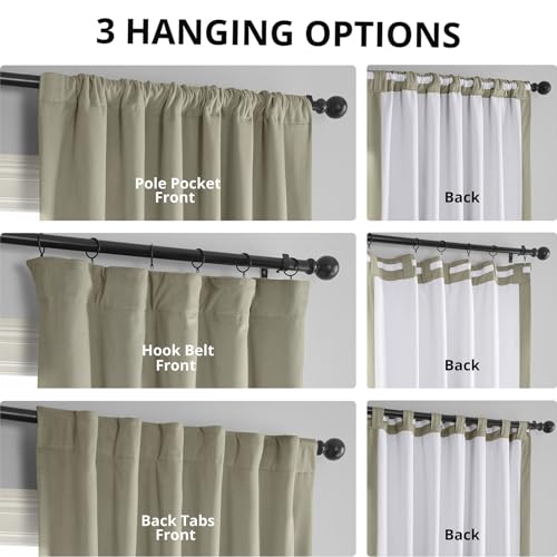 HPD Half Price Drapes Signature Velvet Thermal Blackout Curtains for Living Room 84 Inch Long (1 Panel) Rod Pocket Insulated Blackout Curtains for Bedroom Window Curtains, 50W x 84L, Cool Beige