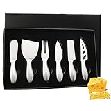 Juego de cuchillos for queso mate de 6 piezas, juego completo de cuchillos de postre de acero inoxidable for uso diario en el hogar, utensilios de cocina, caja de regalo for mantequilla, pizza, pastel