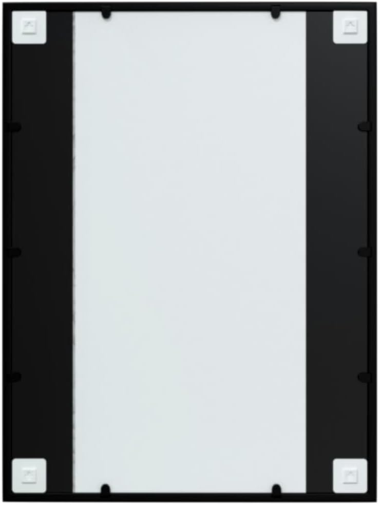 vidaXL Wall-Mounted Mirror 31.5"x23.6"- Classic Black Metal Frame Design, Intricate Glass Home Decor, Easy to Install, with Four Mounting Hooks