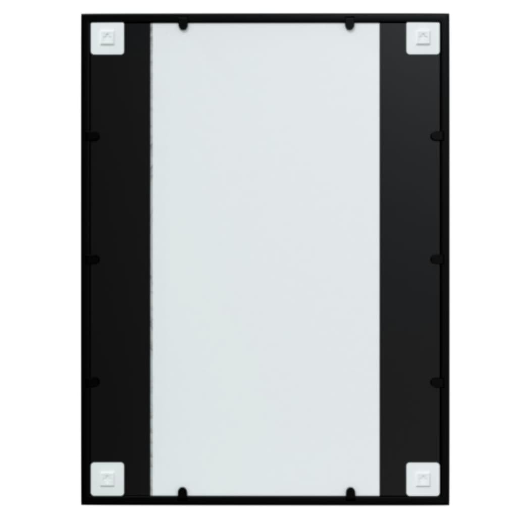 Wandspiegel Schwarz Metall 80x60 cm mit Vier Befestigungshaken, platzsparend für Flur Bad Schlafzimmer, Klassische Deko, vielseitig für Kosmetik Rasur Makeup Schmink