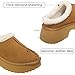 Platform Uggs Clogs for Womens Genuine Suede Fuzzy Soft Flat New Heights, Memory Foam and Non-Slip Comfortable Stylish Closed Toe Clogs Chestnut