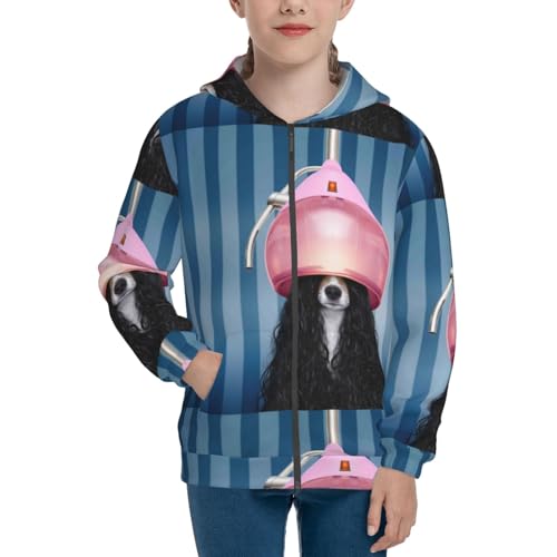 Dog in Hairdresser Kids Pullover Hoodies Boys Zip Up Sweatshirts Girls Athletic Clothes with Pocket3