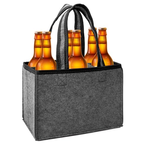 ZMDMAH Borsa Portabottiglie, Porta Bottiglie Acqua, Borsa per Bottiglie Vino Acqua in Feltro Pratico Bag per Portare con 6 Scomparti Cestino per 6 Bottle de Acqua o vino Olio