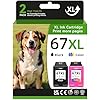 Paquete combinado de cartuchos de tinta 67XL, color negro, compatible con HP Ink 67 para HP 67, cartuchos de tinta negro/color, paquete combinado para impresora DeskJet 2700 2755e 2855e 4155e 4255e