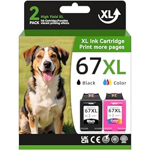 Paquete combinado de cartuchos de tinta 67XL, color negro, compatible con HP Ink 67 para HP 67, cartuchos de tinta negro/color, paquete combinado para impresora DeskJet 2700 2755e 2855e 4155e 4255e