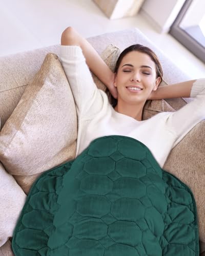 Image of Topblan Weighted Lap Blanket 7lbs for Adults, Small Weighted Blanket Throw for Napping, Relaxation, Calming and Travel, Skin Friendly & Machine Washable for All-Season Sleeping, Dark Green