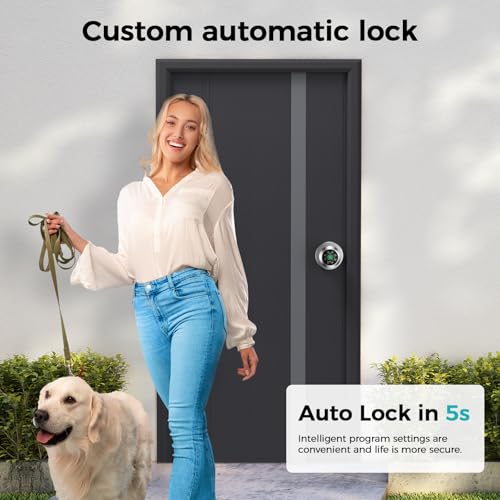 Serrure de porte d'entrée biométrique connectée avec poignée à code intégrée - 7