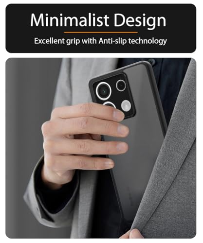 Image of WOW IMAGINE Translucent Hybrid Back Case Cover for Xiaomi Mi Redmi Note 13 5G Smoked Matte Back | Shock Proof 360 Degree Protection | Protective Hard Case - Matte Black