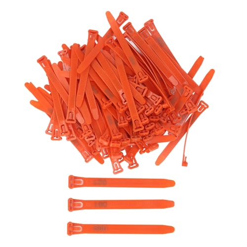 チキンレッグリング番号1-100レッグバンドタグ再利用可能な家禽の識別アヒルヒチカチョウ (Orange)