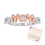 925 Sterling Silver Mom Nana Sister Daughter Bestie Wife Ring for Women I Love You Forever Mothers Day Christmas Birthday Rings Jewelry Gifts (Mom, 8)