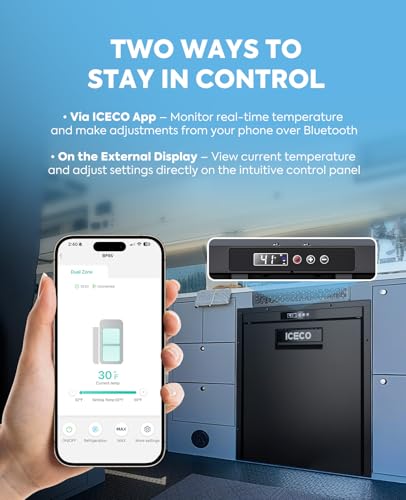 Image of ICECO BF65 12 Volt Refrigerator, RV Refrigerator with Secop Compressor, 66 Quart(2.2cu.ft) Car Fridge Freezer, APP Control, 12 /24V DC Compressor Refrigerator, Electric Cooler for Truck, RV, Yacht