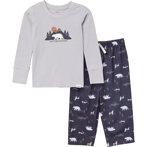Gerber Toddler Boys' 2-Piece Pajama Set (Long-Sleeve Cotton Top & Loose-Fitting Pants), Bear, 18 Months