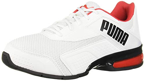 PUMA PUMA mens Leadcat Sneaker, Puma White-high Risk Red-puma Black, 8 US
