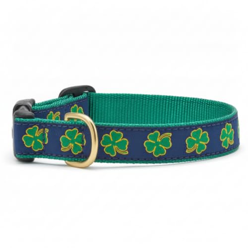 Up Country Navy Shamrock Pattern Dog Collars and Leashes (Navy Shamrock Pattern Dog Collar Small (9 to 15 Inches) 1 Inch Wide Width)