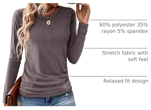 Image of Gihgoew 2 Pack Womens Tops Crewneck Soft Long Sleeve Shirts Fall Clothes Casual Tshirts Basic Tee