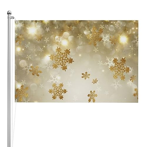 Drapeau de Noël en soie dorée haut de gamme, grande bannière extérieure double face