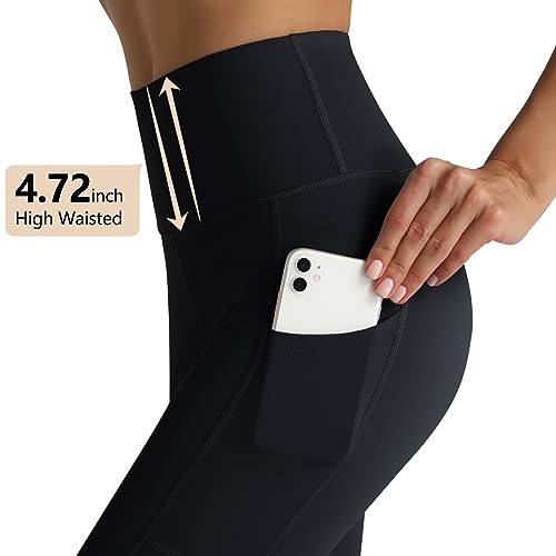 Image of RIMLESS 7 Women's Leggings with Pockets High Waist Cotton Yoga Pants Workout Running Athletic Capris