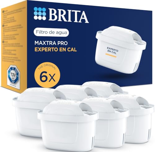 BRITA Cartuchos de filtro de agua MAXTRA PRO Experto en Cal - Pack 6 | Recambio original compatible jarras BRITA - filtración extra de cal y protección de electrodomésticos (pack semestral)