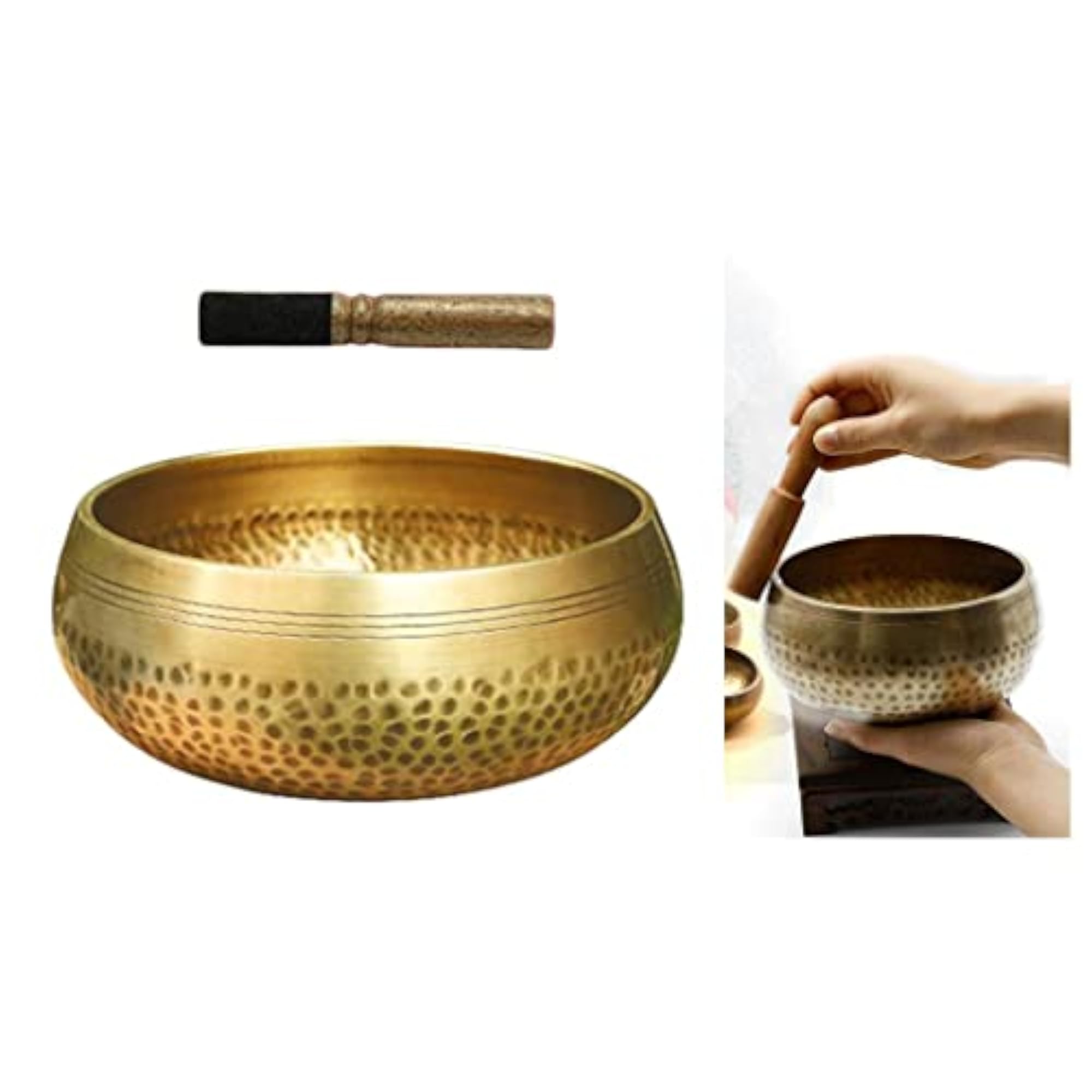 Copper Singing Bowl Set for Buddhist Meditation, Dia 11cm