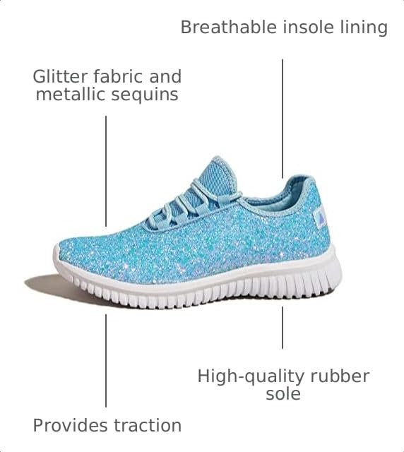 Image of K KIP WOK Fashion Glitter Sneakers for Womens Silp On Running Shoes Lightweigt Tennis Walking Sneakers