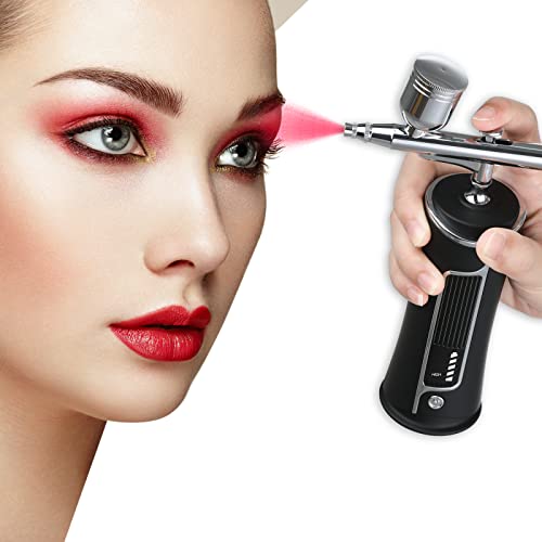 Fascinated Cordless Airbrush Kit With Compressor Display, Portable Handheld Rechargeable Airbrush Gun Set For Makeup Painting Cake Decor Nail Art Barbers Model Coloring #TOP2