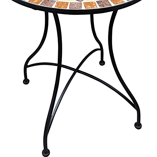 dszapaci Mosaik Gartentisch Balkontisch Rund 60 cm Mosaiktisch Mediterran Beistelltisch Mosaik runder Gartentisch – Bild 4