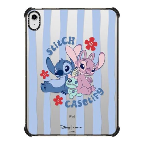 CASETiFY Ultra Impact iPad 10.9 (10th gen) Case [Lilo & Stitch Colab/Enhanced Protective Corner] - Stitch Family - Clear Black