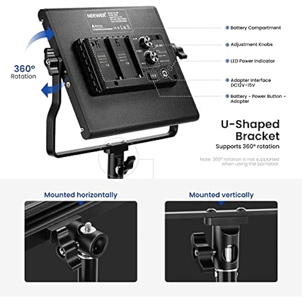 Neewer dwukolorowe lampy video 660 LED 3200 K-5600 K CRI 96 przyciemniane światło z uchwytem U-bracket i skrzydełkami kadrującymi 78 7 światło do studia fotograficznego 2 sztuki