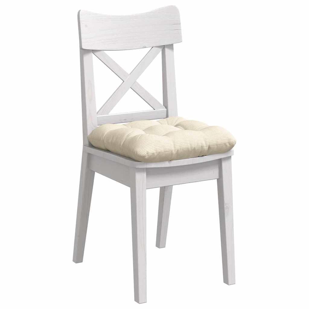 Sitzkissen 4er Set Creme 45x45x12 cm - Weiche Stuhlkissen aus Cord mit abnehmbarem Bezug - Gemütliche Dekokissen für Esszimmer, Wohnzimmer und Homeoffice